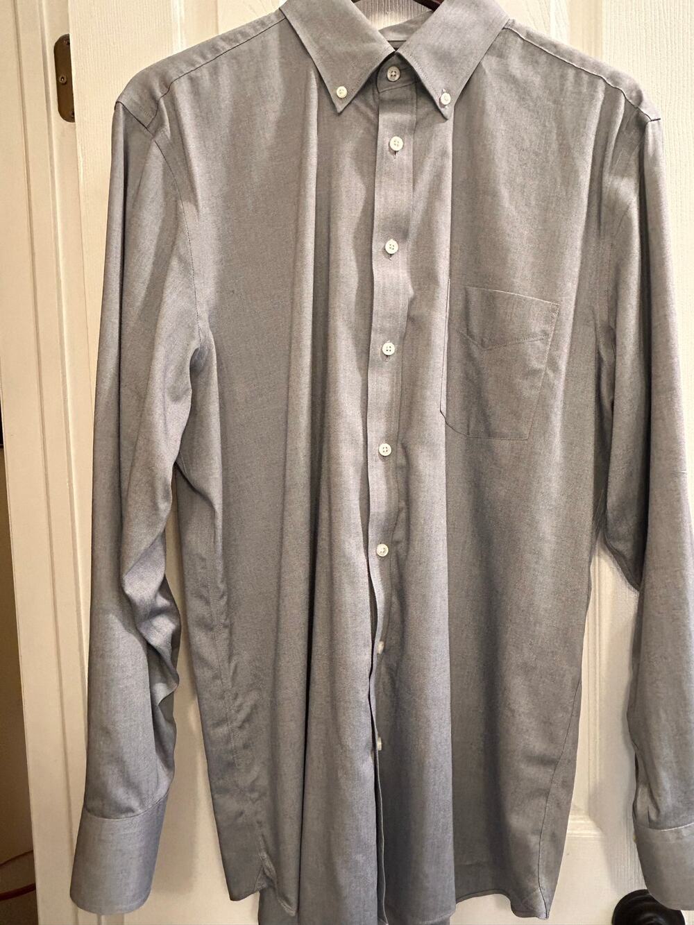 Stafford Executive Gray Oxford Dress Shirt Regular Fit 16 34-35 Non Iron Cotton